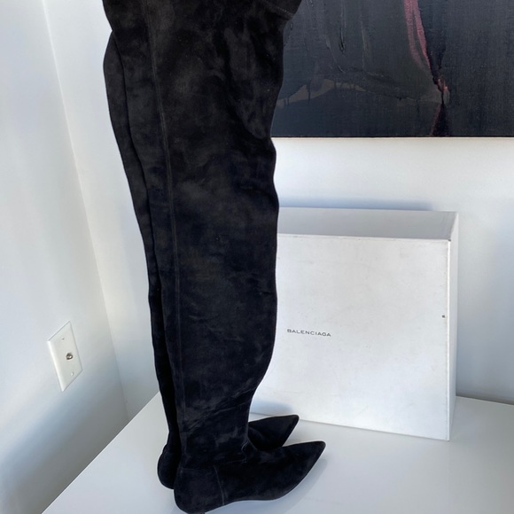 Balenciaga kitten heeled over-the-knee black suede knife boots size 36 - Picture 9 of 17